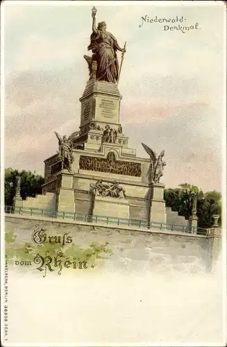 Litho Rüdesheim am Rhein, Niederwald-Nationaldenkmal