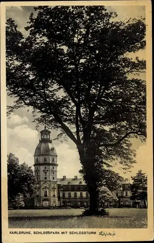Ak Karlsruhe in Baden, Schlosspark, Schlossturm