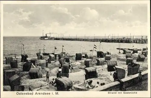 Ak Ostseebad Arendsee Kühlungsborn, Strand, Seebrücke, Dampfer