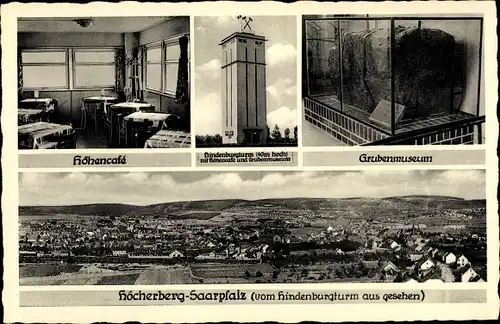 Ak Höcherberg Oberbexbach Bexbach im Saarpfalz Kreis Saarland, Höhencafé, Hindenburgturm