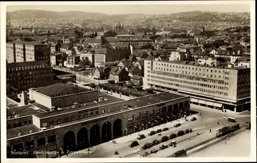 Ak Stuttgart in Württemberg, Hindenburgbau, Zeppelinbau, Luftbild