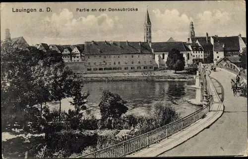 Ak Lauingen an der Donau Schwäbische Alb, Donaubrücke