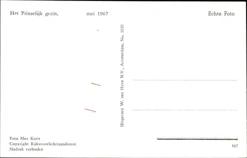 Ak Prinzessin Beatrix mit Gemahl Claus von Amsberg, Prinz Willem Alexander, 1967