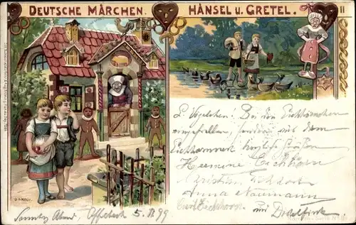 Litho Deutsche Märchen, Hänsel und Gretel, Hexenhaus