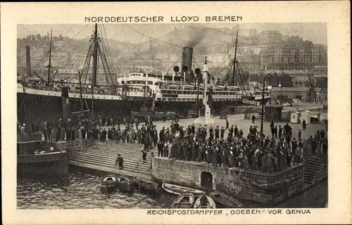 Ak Genova Genua Liguria, Reichspostdampfer Goeben, Norddeutscher Lloyd