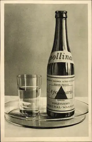 Ak Apollinaris, Rheinisches Tafelwasser, Mineralwasser, Reklame, Wasserflasche