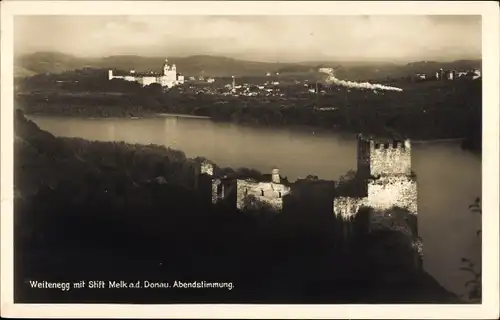 Ak Weitenegg Leiben Niederösterreich, Stift Melk, Abendstimmung