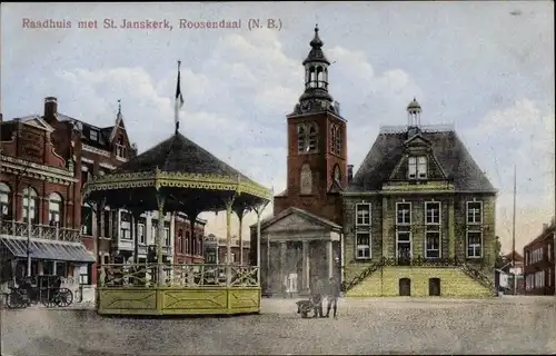 Ak Roosendaal Nordbrabant Niederlande, Rathaus, St.-Johannes-Kirche, Pavillon