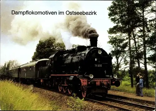 Ak Dampflokomotive, BR 38.2, 38 205, Im Ostseebezirk, Fahrt von Rostock nach Güstrow 1980