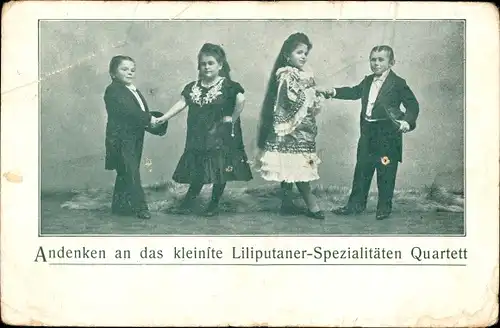 Ak Kleinstes Liliputaner-Spezialitäten-Quartett