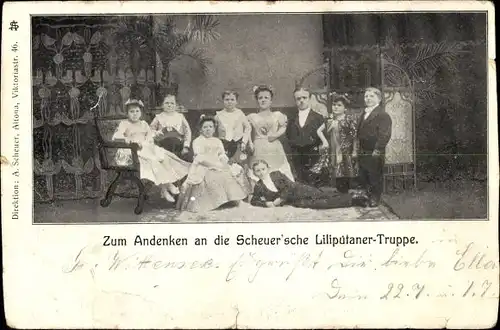 Ak Andenken an die Scheuer'sche Liliputaner Truppe
