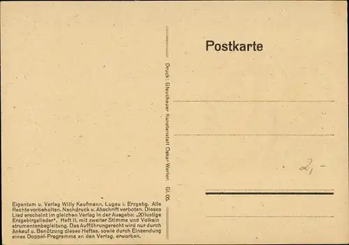 Lied Ak Kaufmann, Willy, De Kreizpolka, Erzgebirge