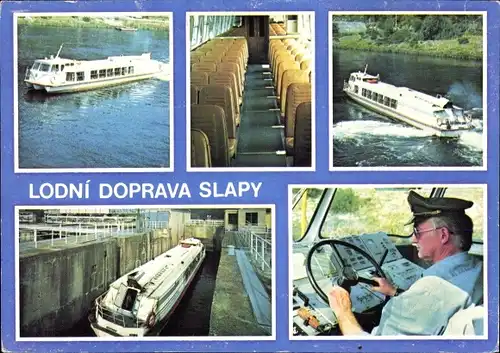 Ak Fahrgastschiff Lodní doprava Slapy, Kapitän, Schleuse