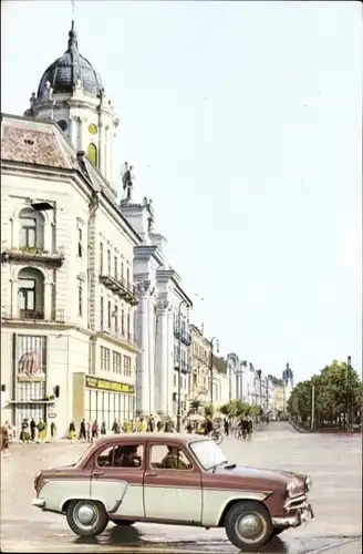 Ak Arad Rumänien, Boulevard Republici, Auto