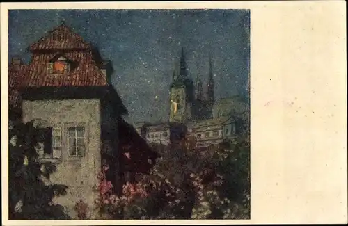 Künstler Ak T. F. Simon, Praha Prag Tschechien, Hradschin bei Nacht