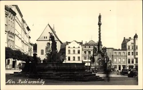 Ak Olomouc Olmütz Stadt, Platz, Denkmal, Brunnen