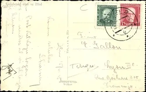 Ak Zlín Gottwaldov in Mähren Region Zlin, Spolecensky dum, Busse