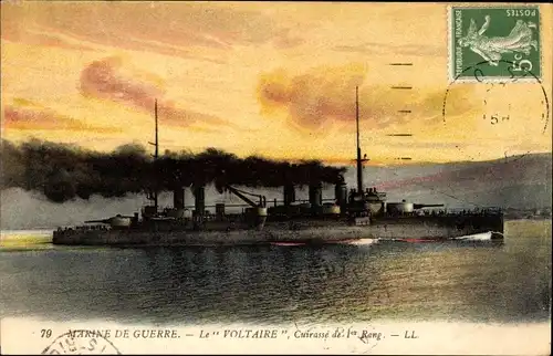 Ak Französisches Kriegsschiff, Voltaire, Cuirassé de 1er Rang