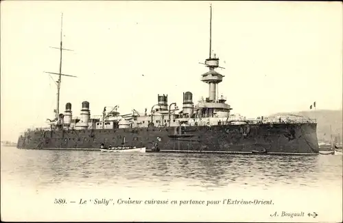 Ak Französisches Kriegsschiff, Le Sully, Croiseur Cuirasse