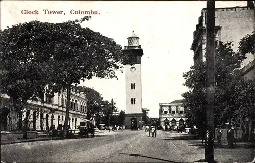 Ak Colombo Ceylon Sri Lanka, Uhrenturm