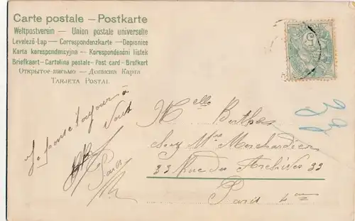 Stoff Ak Violette Blumen, Kitsch, Dorfansicht