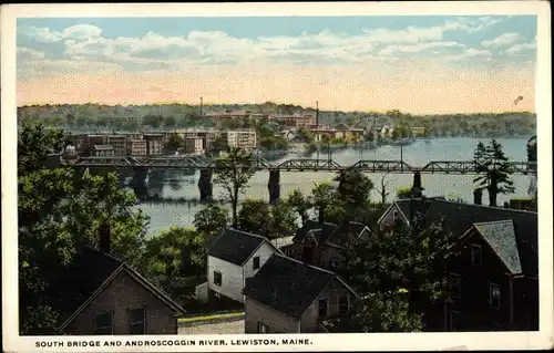 Ak Lewiston Maine USA, South Bridge und Androscoggin River