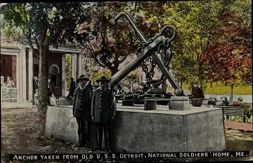 Ak Maine USA, Anker vom alten USS Soldiers Detroit, National Soldiers Home