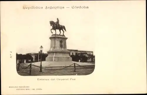 Ak Córdoba Argentinien, Genaral Paz Denkmal