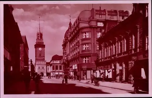 Ak Pardubice Pardubitz Stadt, Straßenpartie, Turm, III. Landwirtschaftliche Ausstellung