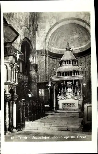 Ak Trogir Kroatien, Blick in die Kirche, Altar