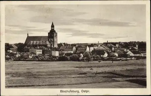 Ak Biskupiec Bischofsburg Ostpreußen, Gesamtansicht, Kirche