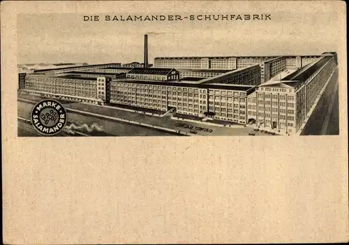 Ak Schuhfabrik Salamander, Vogelschau