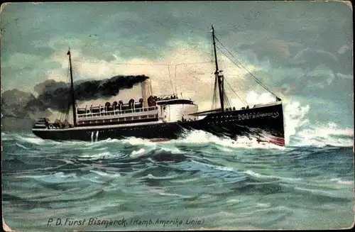 Ak Dampfschiff Fürst Bismarck, HAPAG, In Fahrt