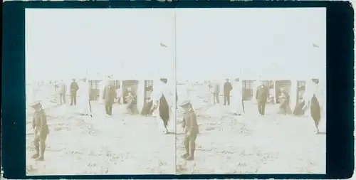 Stereo Foto Nordseebad Borkum in Ostfriesland, Strandleben