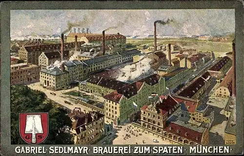 Künstler Ak München Bayern, Brauerei zum Spaten, Spatenbräu, Gabriel Sedlmayr