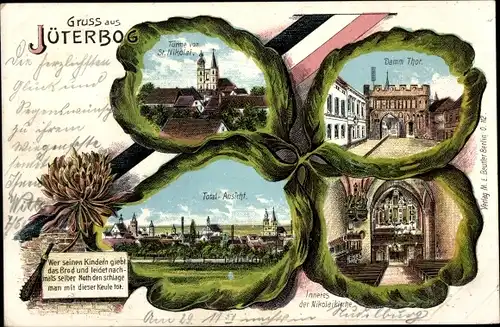 Kleeblatt Litho Jüterbog im Kreis Teltow Fläming, St. Nikolai, Damm Tor, Inneres der Nikolaikirche