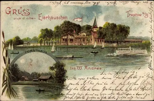 Litho Berlin Treptow, Gasthaus Altes Eierhäuschen, Forsthaus