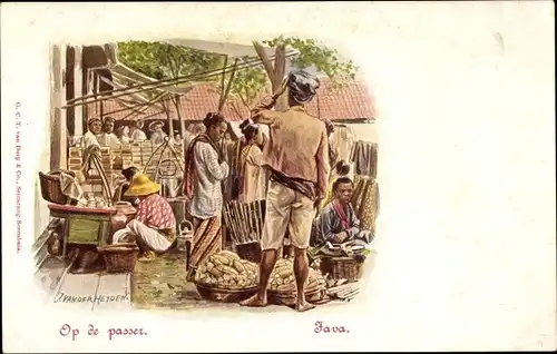 Künstler Ak Java Indonesien, Marktszene