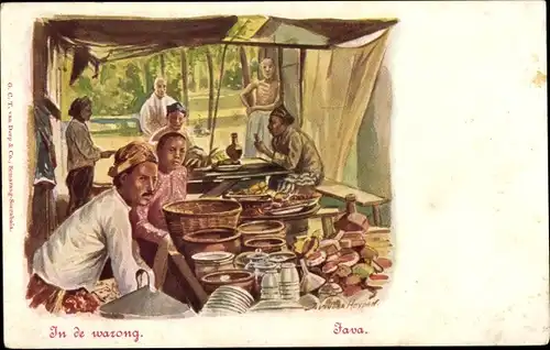 Künstler Ak Java Indonesien, Händler, Geschäft