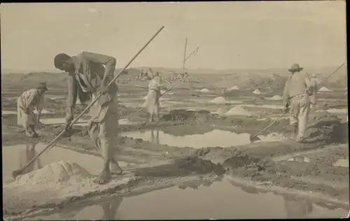 Foto Ak Angola, Salzgewinnung, Saline, 1912