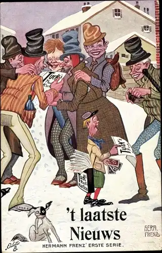 Künstler Ak Frenz, Herm., Erste Serie, Zeitungsverkäufer