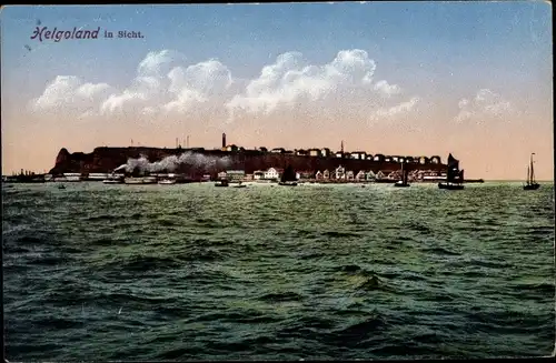 Ak Nordseeinsel Helgoland, Wasserpartie, Segelboot