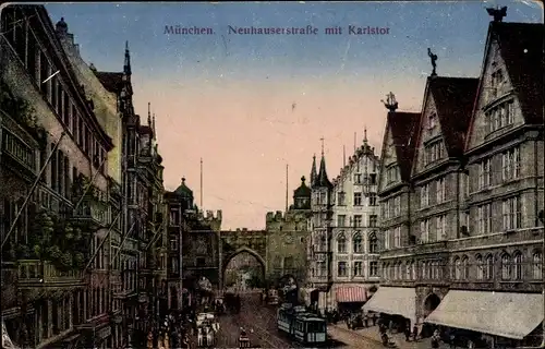 Ak München, Neuhauserstraße, Karlstor