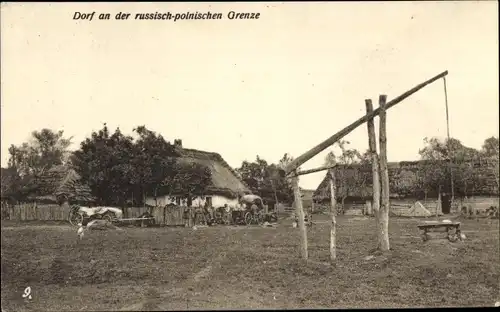 Ak Russisch-polnische Grenze, Bauernhof, Wohnhäuser