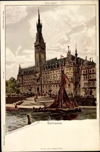 Künstler Litho Biese, C., Hamburg, Rathaus