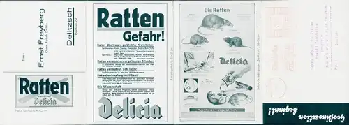 Klapp Ak Reklame, Delicia tötet Ratten, Ernst Freyberg, Delitzsch