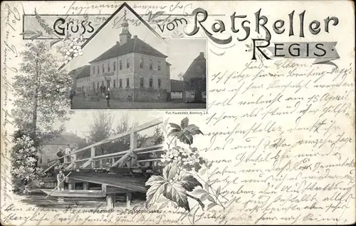 Ak Regis in Sachsen, Rathaus, Brücke