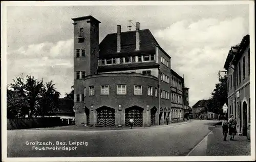 Ak Groitzsch in Sachsen, Feuerwehrdepot