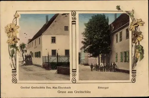 Ak Greitschütz Elstertrebnitz Sachsen, Rittergut, Gasthof