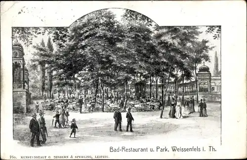 Ak Weißenfels an der Saale, Bad-Restaurant und Park